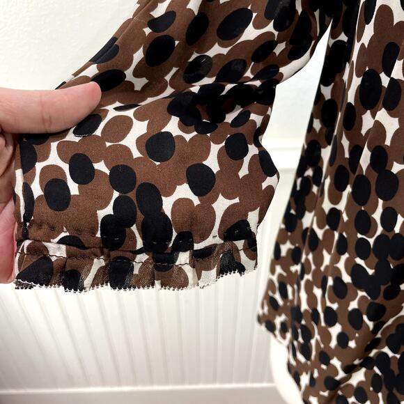 Tory Burch Size 8 Top 100% Silk Polka Dot Popover Blouse Career Classic Neutral - Picture 13 of 16